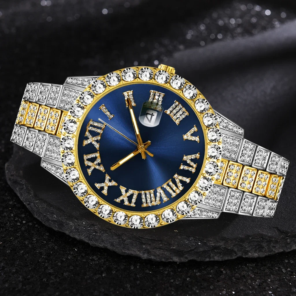 Luxury Watch Iceberg - アイスアウト腕時計メンズ高級ブランドフルダイヤモンドメンズ腕時計 AAA CZ クォーツメンズ腕時計防水ヒップホップ男性時計ギフト男性のための