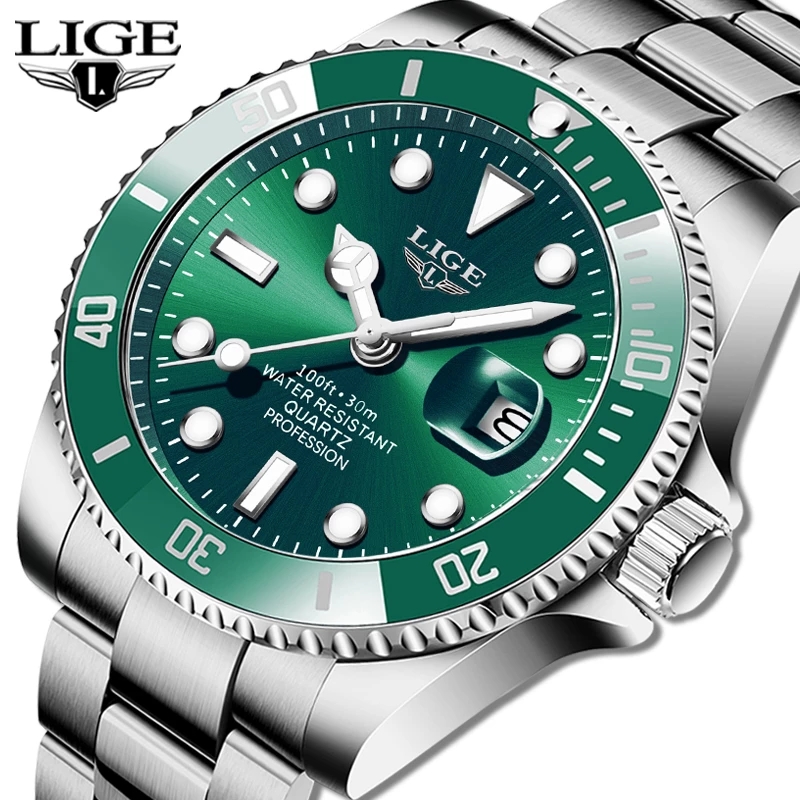 Luxury Watch Magazine - Lige-男性用時計,ファッションブランド,高級,防水,30atm,スポーツ,クォーツ