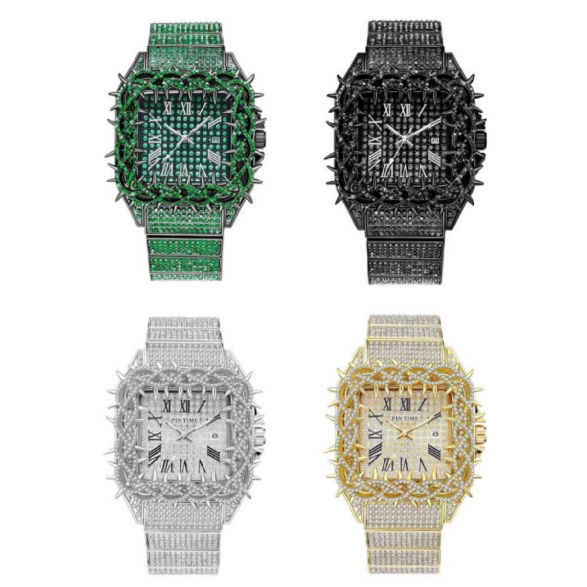 Luxury Watch Iceberg - アイスアウトスクエアメンズクォーツ時計ソーンベゼルフルダイヤモンドステンレススチールバンドヒップホップ防水男性腕時計リロイ Hombre