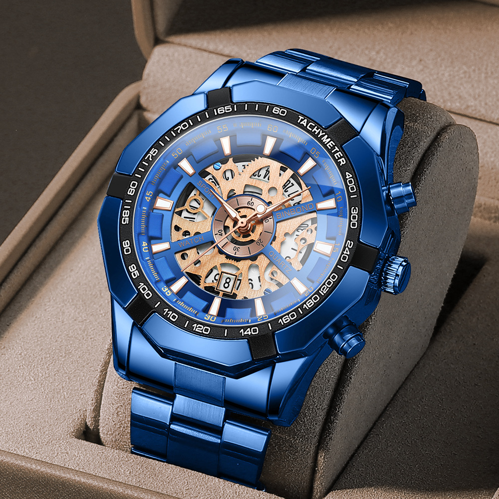Luxury Watch Magazine - UTHAI メンズ腕時計ライト高級ブランドビジネス中空発光防水ステンレス鋼金属ストラップ男性ファッションクォーツ時計