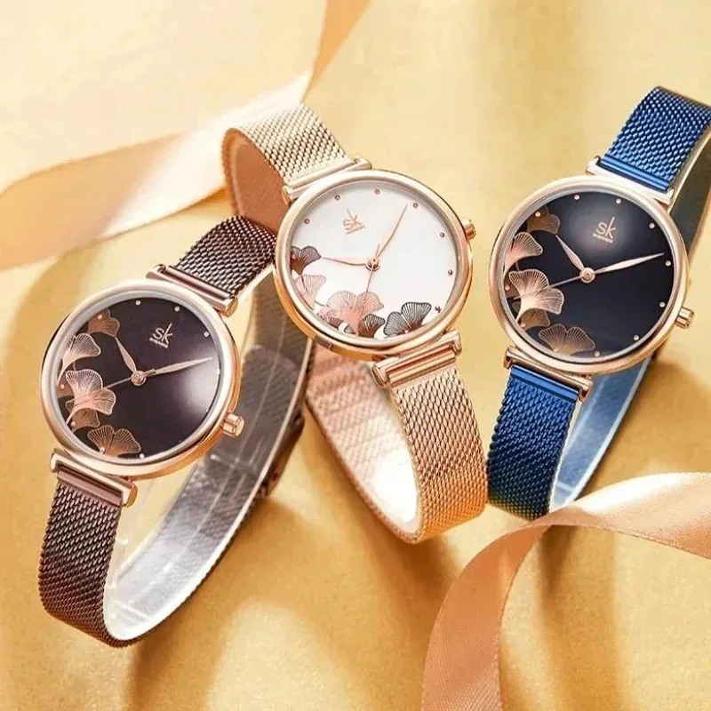 Luxury Watch Gift For Her - 高級感のあるユニセックス・クォーツ時計と、ヒップホップ風のブレスレットとネックレスのセット。ギフトボックスに入れて、彼または彼女への特別なホリデーギフトとして。