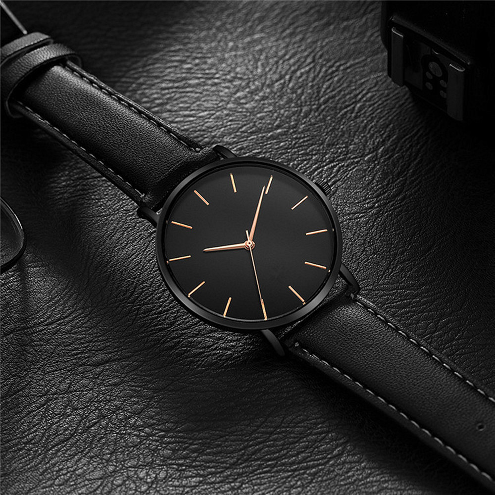 Luxury Watch Magazine - シンプルなアナログクォーツメンズ腕時計、高級ブランド、超薄型レザーベルト、メンズファッションカジュアル腕時計、男性用時計、男性用腕時計