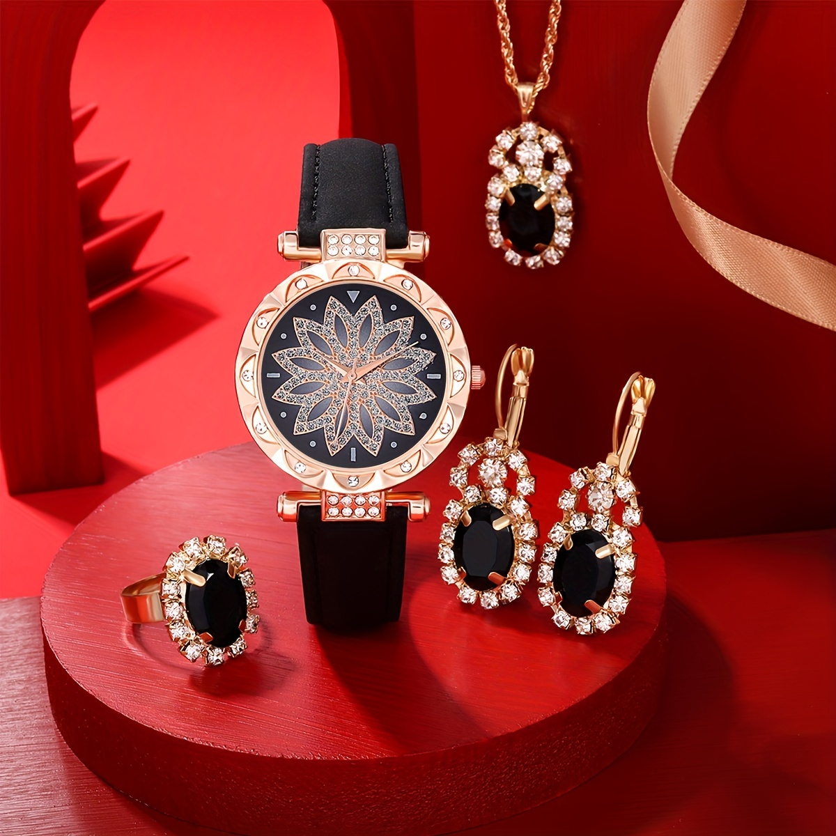 ラグジュアリーラインストーンクォーツウォッチ、光沢のある花模 - Luxury Watch Gift For Her のレビューと価格