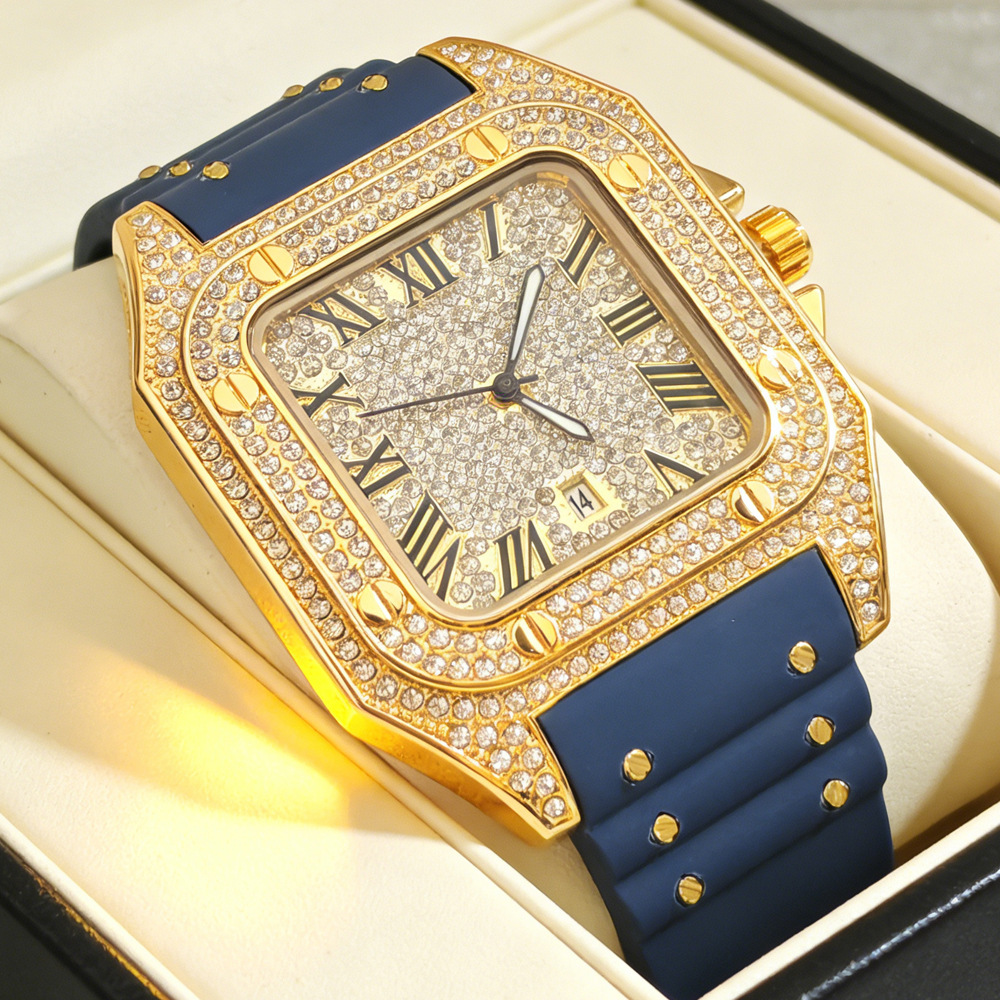 ホットファッションスクエアフルダイヤモンドクォーツ腕時計メン - Luxury Watch Iceberg のレビューと価格
