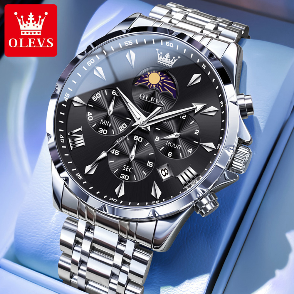 OLEVS 3653 ブランド ムーンフェイズカレンダー メ - Luxury Watch Maker のレビューと価格