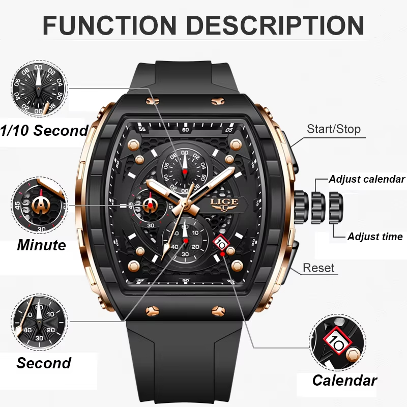 LIGEトップブランド高級メンズ腕時計、スクエアクォーツ腕時 - Luxury Watch Investment のレビューと価格