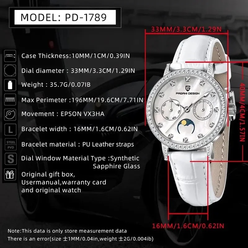 パガーニデザイン PD1789 女性用クォーツ時計。日本製ム - Luxury Watch Top 10 のレビューと価格