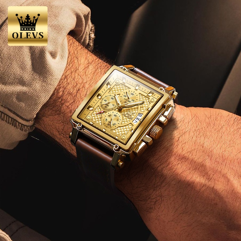 OLEVSブランド メンズ腕時計 防水 レザーストラップ ク - Luxury Watch Magazine のレビューと価格