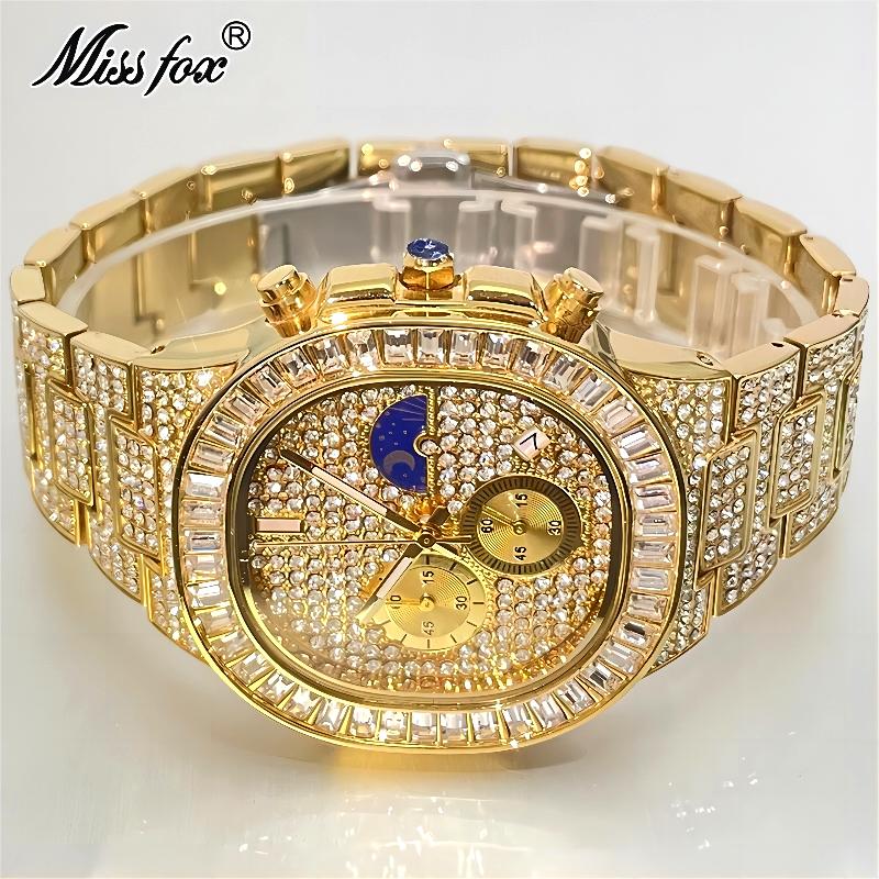 MISSFOX 高級ゴールド腕時計メンズファッションアイスア - Luxury Watch Iceberg のレビューと価格